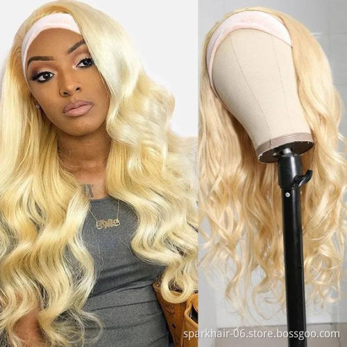 Drop Shipping Wholesale Cheap Headband Wigs Human Hair Head band Wigs for Black Women 613 Blonde Braided Hair Headband Wigs
